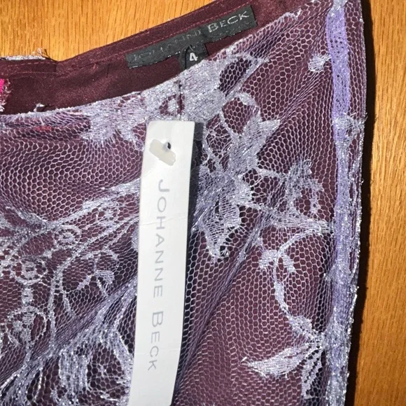 Johanna Beck Purple Silk & White Pants Size 4 NWT MSRP $395 - Picture 8 of 10